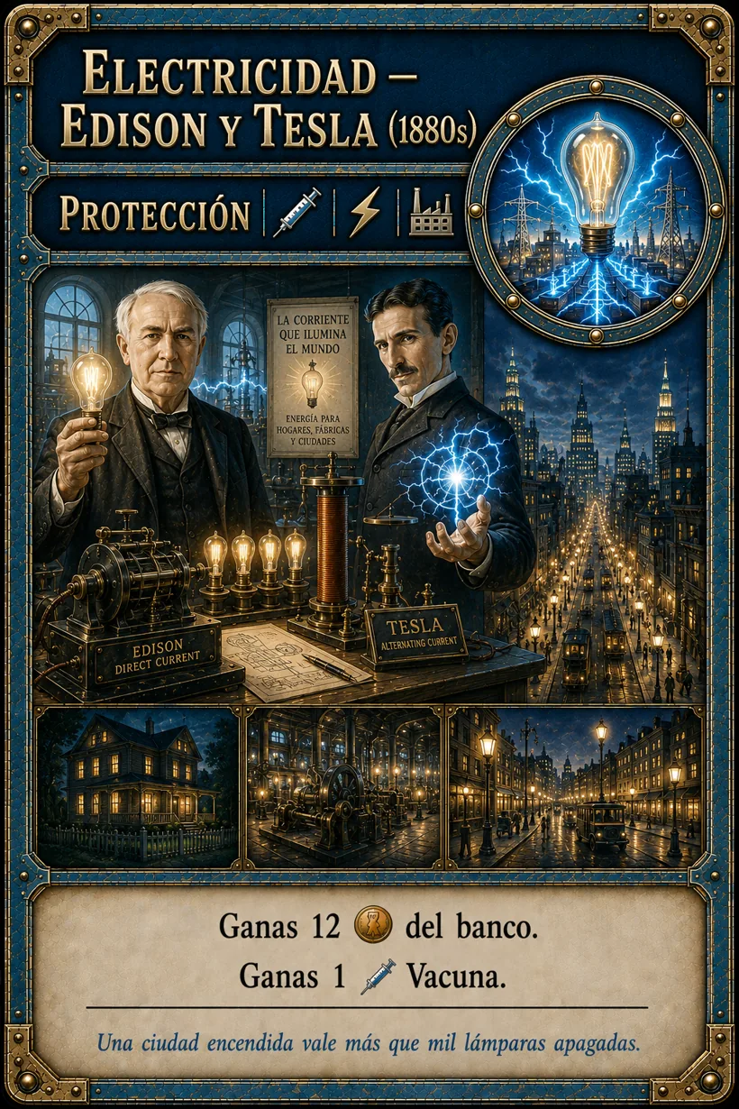 Electricidad — Edison y Tesla (1880s)