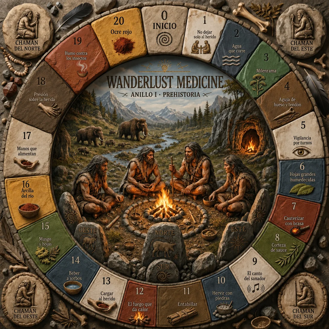 Tablero Wanderlust Medicina — Anillo I · Prehistoria
